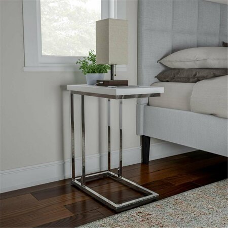 DAPHNES DINNETTE Sofa Side Table - Chrome & Glossy White DA3862115